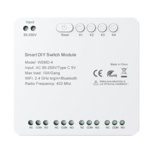 Stonehouse Smart WiFi Relämodul 4-kanal med potentialfri kontakt 85-250V AC